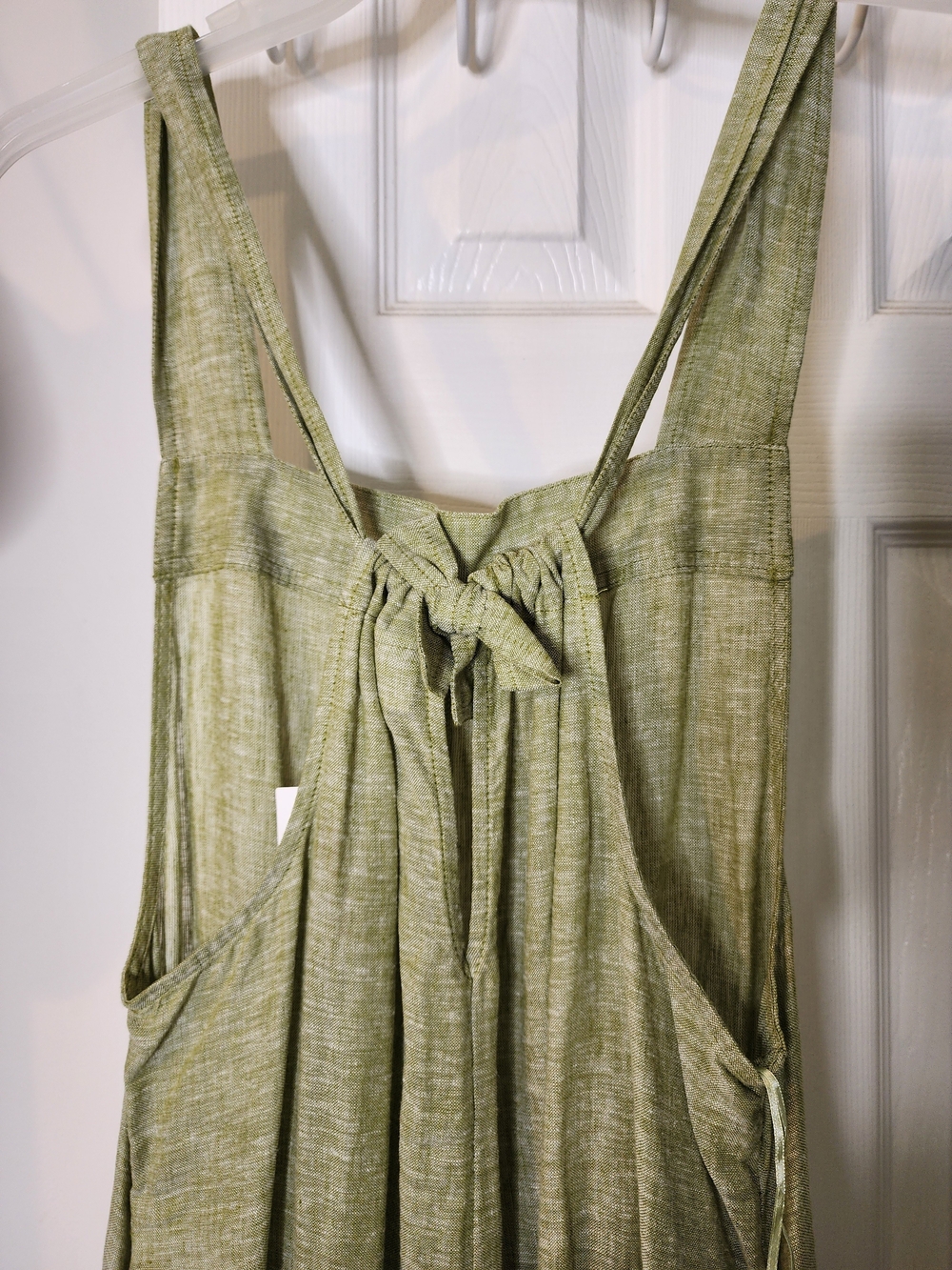 Haute Hippie Light Olive Green Linen-Blend Wide-Leg Jumpsuit - Picture 3 of 4